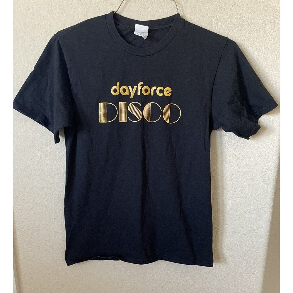 Black Gold Sparkle Dayforce Disco Crew Neck Short Sleeve T Shirt Size S